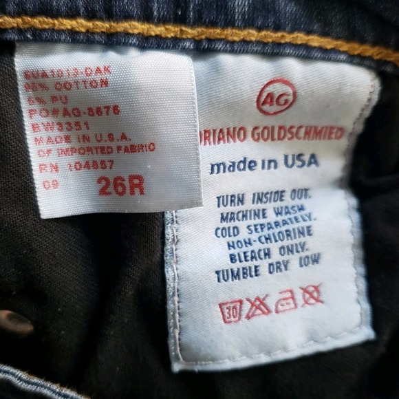 AG Adriano Goldschmied The Angel Boot Cut Jeans Dark Wash Blue 26x33 Raw Hem EUC - Picture 13 of 13